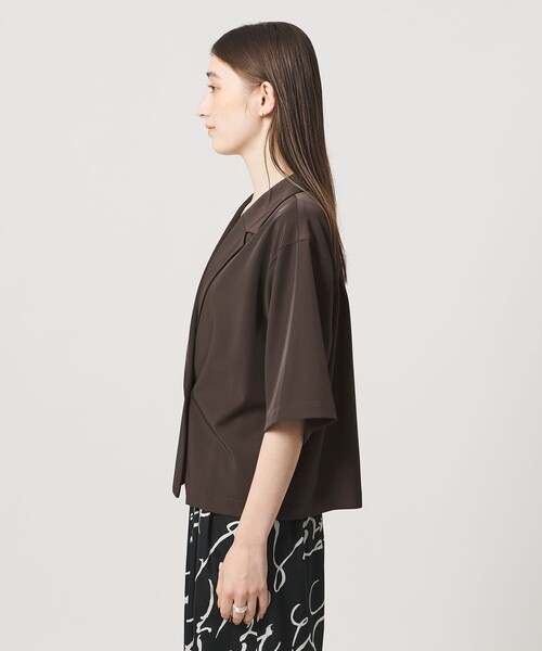 UNITED ARROWS(ユナイテッドアローズ)の「ツイル ハーフスリーブ シャツ ジャケット ‐ストレッチ 防シワ 接触冷感‐(シャツ/ブラウス・レディース・ピンク/ネイビー/ダークブラウン・FREE)」の14枚目の写真