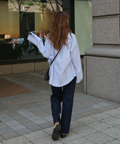 merrylatte(メリーラテ)の「ストライプビッグカフスシャツ(Tシャツ/カットソー・レディース・ブルー・FREE)」の14枚目の写真