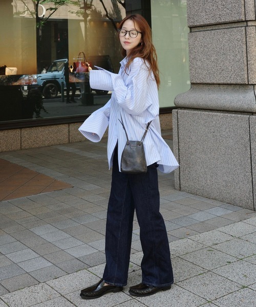 merrylatte(メリーラテ)の「ストライプビッグカフスシャツ(Tシャツ/カットソー・レディース・ブルー・FREE)」の15枚目の写真