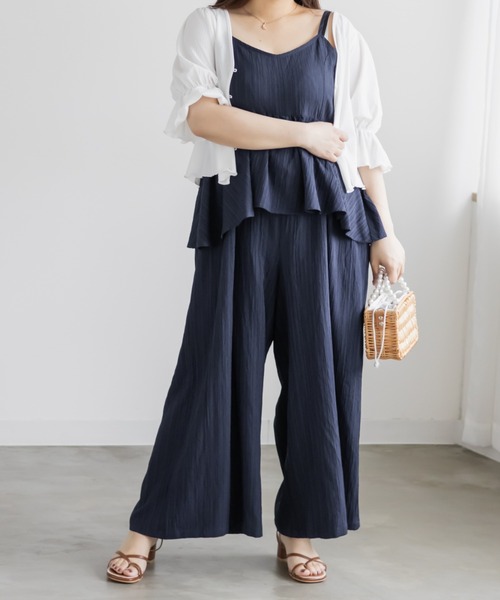 CLETTE(クレット)の「CLETTEオリジナルペプラムサロペット(サロペット/オーバーオール・レディース・オリーブ/ネイビー/ブラック・LL/4L/3L)」の11枚目の写真