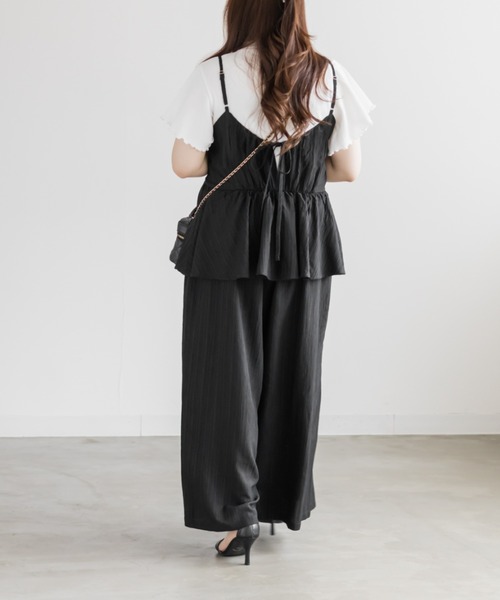 CLETTE(クレット)の「CLETTEオリジナルペプラムサロペット(サロペット/オーバーオール・レディース・オリーブ/ネイビー/ブラック・LL/4L/3L)」の5枚目の写真