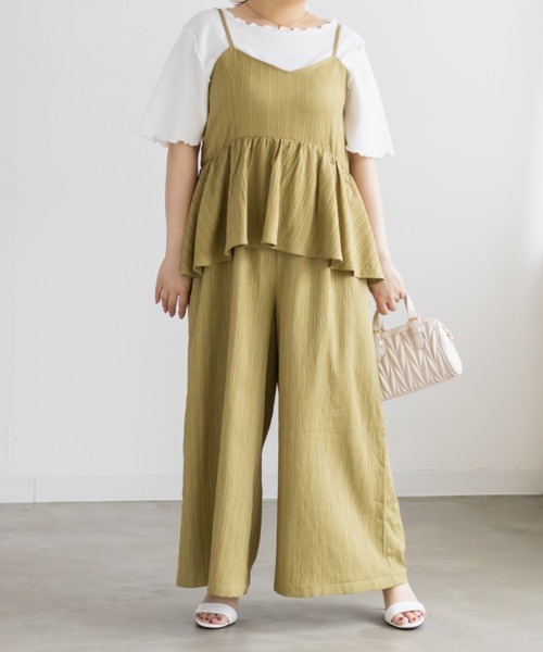 CLETTE(クレット)の「CLETTEオリジナルペプラムサロペット(サロペット/オーバーオール・レディース・オリーブ/ネイビー/ブラック・LL/4L/3L)」の7枚目の写真