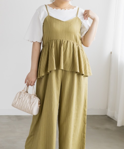 CLETTE(クレット)の「CLETTEオリジナルペプラムサロペット(サロペット/オーバーオール・レディース・オリーブ/ネイビー/ブラック・LL/4L/3L)」の10枚目の写真