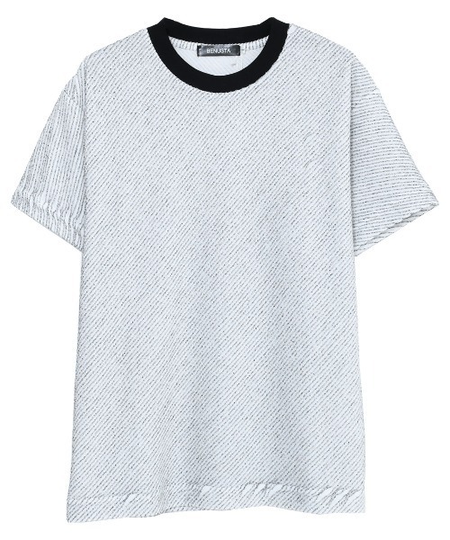 BENUSTA(ベヌスタ)の「『BENUSTA/ベヌスタ』クルーネックデザイン半袖カットソー【GC】(Tシャツ/カットソー・メンズ・ホワイト/ブラック・L/M)」の4枚目の写真