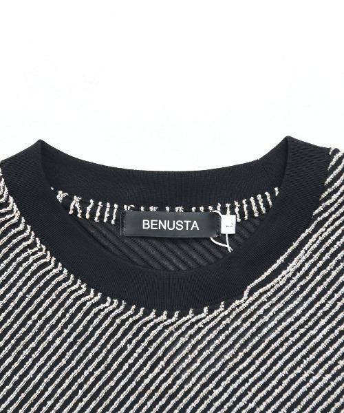 BENUSTA(ベヌスタ)の「『BENUSTA/ベヌスタ』クルーネックデザイン半袖カットソー【GC】(Tシャツ/カットソー・メンズ・ホワイト/ブラック・L/M)」の10枚目の写真