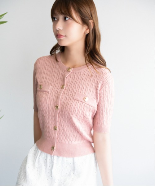 GORGE（ゴージ）の「《ケーブル編み×ゴールドボタン》カーディガン／フェミニン／春夏／全4色（カーディガン/ボレロ・レディース・ライトブルー/ネイビー/オフホワイト/ピンク・F）」の19枚目の写真