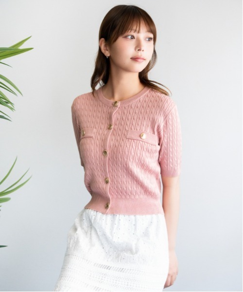 GORGE（ゴージ）の「《ケーブル編み×ゴールドボタン》カーディガン／フェミニン／春夏／全4色（カーディガン/ボレロ・レディース・ライトブルー/ネイビー/オフホワイト/ピンク・F）」の20枚目の写真