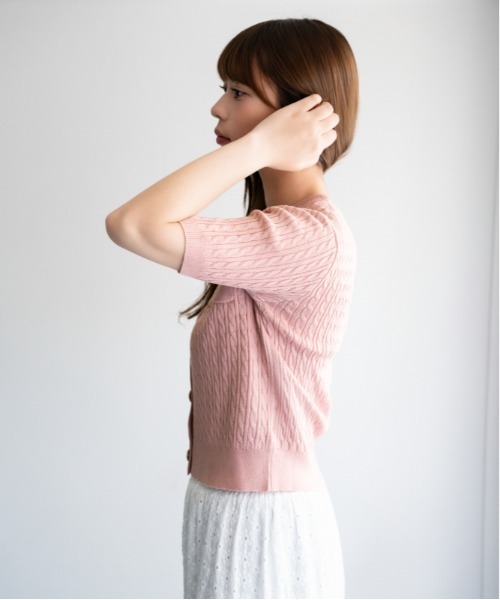 GORGE（ゴージ）の「《ケーブル編み×ゴールドボタン》カーディガン／フェミニン／春夏／全4色（カーディガン/ボレロ・レディース・ライトブルー/ネイビー/オフホワイト/ピンク・F）」の21枚目の写真