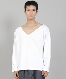 SAINTCREW（セントクルー）の「無地BIG Vネック16sコットン長袖TシャツBIGV-889ホワイト（Tシャツ/カットソー）」