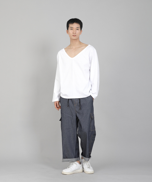 SAINTCREW(セントクルー)の「無地BIG Vネック16sコットン長袖TシャツBIGV-889ホワイト(Tシャツ/カットソー・メンズ・その他・LARGE/MEDIUM/X-LARGE/XXXX-LARGE/XXX-LARGE/XX-LARGE)」の8枚目の写真