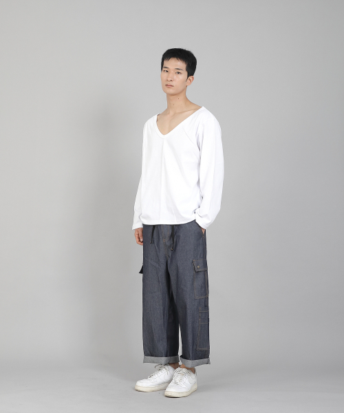 SAINTCREW(セントクルー)の「無地BIG Vネック16sコットン長袖TシャツBIGV-889ホワイト(Tシャツ/カットソー・メンズ・その他・LARGE/MEDIUM/X-LARGE/XXXX-LARGE/XXX-LARGE/XX-LARGE)」の7枚目の写真