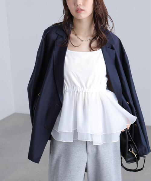 FREE'S MART(フリーズマート)の「【はかなコラボ】ティアードペプラムキャミ〈MFM〉(Tシャツ/カットソー・レディース・ホワイト系その他/ホワイト・FREE)」の4枚目の写真
