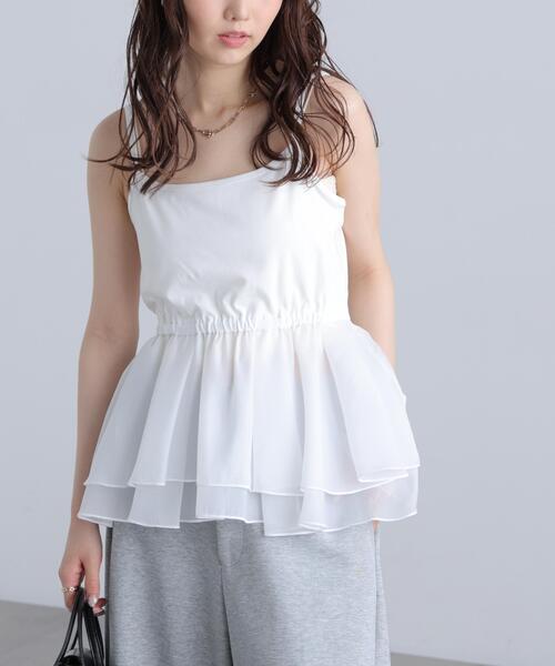 FREE'S MART(フリーズマート)の「【はかなコラボ】ティアードペプラムキャミ〈MFM〉(Tシャツ/カットソー・レディース・ホワイト系その他/ホワイト・FREE)」の5枚目の写真