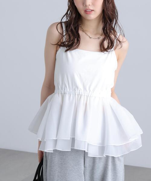 FREE'S MART(フリーズマート)の「【はかなコラボ】ティアードペプラムキャミ〈MFM〉(Tシャツ/カットソー・レディース・ホワイト系その他/ホワイト・FREE)」の6枚目の写真
