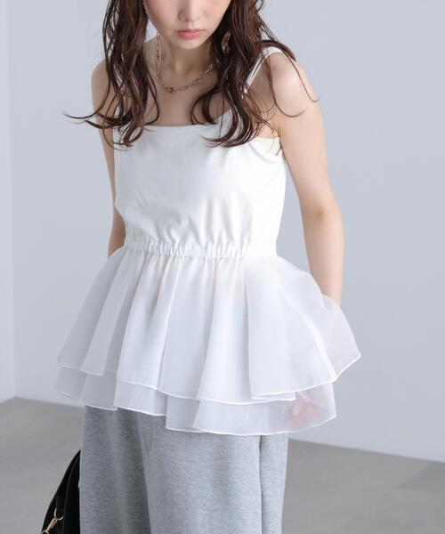 FREE'S MART(フリーズマート)の「【はかなコラボ】ティアードペプラムキャミ〈MFM〉(Tシャツ/カットソー・レディース・ホワイト系その他/ホワイト・FREE)」の7枚目の写真