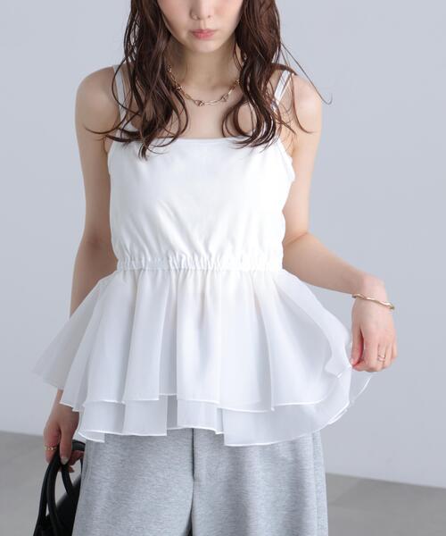 FREE'S MART(フリーズマート)の「【はかなコラボ】ティアードペプラムキャミ〈MFM〉(Tシャツ/カットソー・レディース・ホワイト系その他/ホワイト・FREE)」の8枚目の写真
