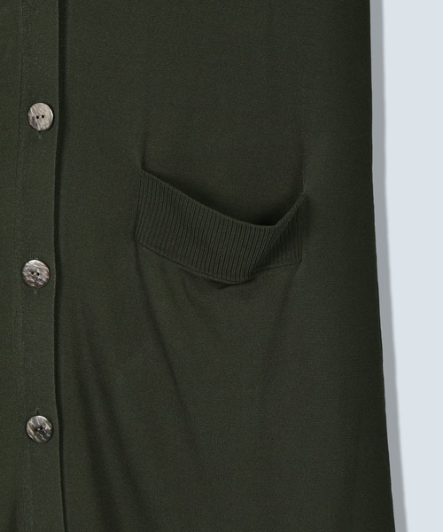 OMMO(オーエムエムオー)の「V NECK KNIT LONG CD(カーディガン/ボレロ・レディース・パープル/ブラック/カーキ・F)」の6枚目の写真