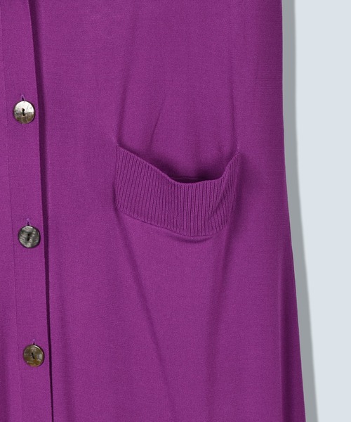 OMMO(オーエムエムオー)の「V NECK KNIT LONG CD(カーディガン/ボレロ・レディース・パープル/ブラック/カーキ・F)」の13枚目の写真