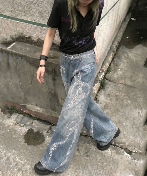 .KOM（ドットコム）の「『.KOM/ドットケーオーエム』デザインパンツ【GC】（デニムパンツ・レディース・ブルー・S/M）」の2枚目の写真