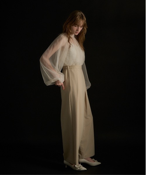 LE'RURE(リルアー)の「Lace layered rap pants dress(パンツドレス・レディース・ブラック/ベージュ・M-Long/MEDIUM/SMALL)」の3枚目の写真