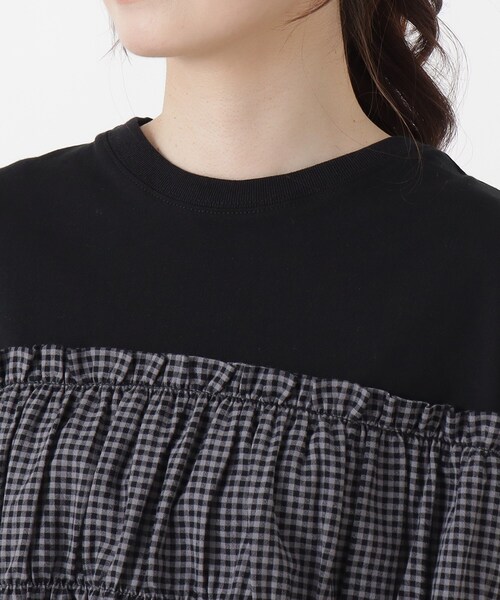one'sterrace(ワンズテラス)の「異素材ペプラムプルオーバー(Tシャツ/カットソー・レディース・アイボリー系8/その他/ブラック系8・02)」の7枚目の写真