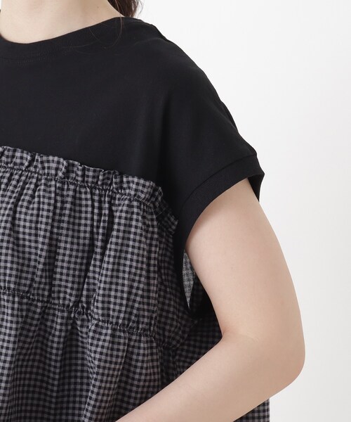 one'sterrace(ワンズテラス)の「異素材ペプラムプルオーバー(Tシャツ/カットソー・レディース・アイボリー系8/その他/ブラック系8・02)」の8枚目の写真