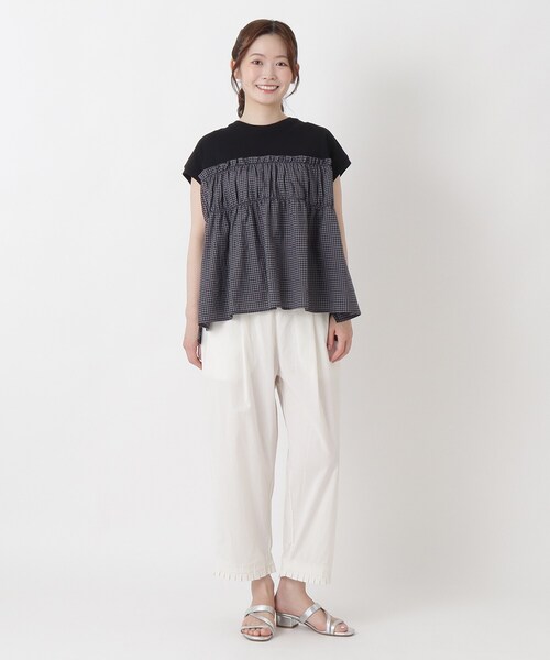 one'sterrace(ワンズテラス)の「異素材ペプラムプルオーバー(Tシャツ/カットソー・レディース・アイボリー系8/その他/ブラック系8・02)」の16枚目の写真