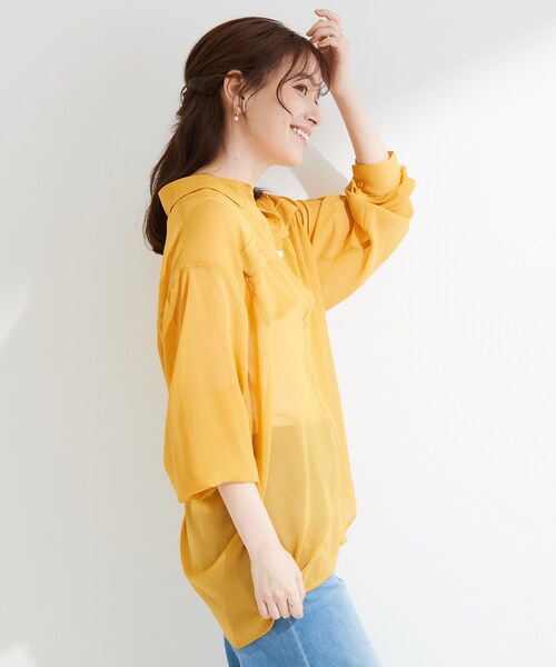 SHOO・LA・RUE(シューラルー)の「【洗濯機可】ダブルポケット 楊柳しぼしぼシアーシャツ(シャツ/ブラウス・レディース・イエロー/ブルー/ブラック/ライトベージュ・00)」の22枚目の写真