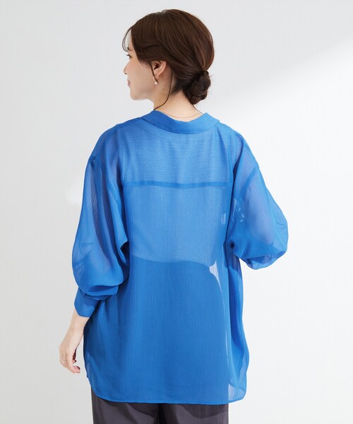 SHOO・LA・RUE(シューラルー)の「【洗濯機可】ダブルポケット 楊柳しぼしぼシアーシャツ(シャツ/ブラウス・レディース・イエロー/ブルー/ブラック/ライトベージュ・00)」の8枚目の写真