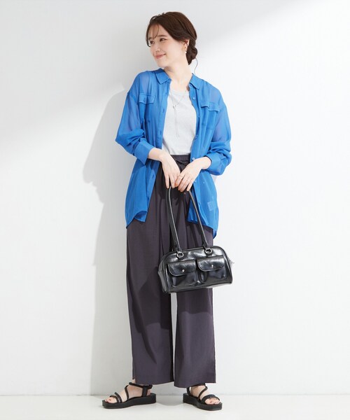 SHOO・LA・RUE(シューラルー)の「【洗濯機可】ダブルポケット 楊柳しぼしぼシアーシャツ(シャツ/ブラウス・レディース・イエロー/ブルー/ブラック/ライトベージュ・00)」の9枚目の写真