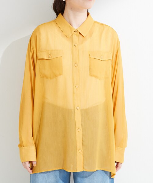 SHOO・LA・RUE(シューラルー)の「【洗濯機可】ダブルポケット 楊柳しぼしぼシアーシャツ(シャツ/ブラウス・レディース・イエロー/ブルー/ブラック/ライトベージュ・00)」の11枚目の写真