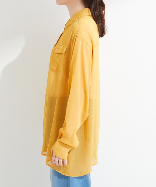 SHOO・LA・RUE(シューラルー)の「【洗濯機可】ダブルポケット 楊柳しぼしぼシアーシャツ(シャツ/ブラウス・レディース・イエロー/ブルー/ブラック/ライトベージュ・00)」の12枚目の写真
