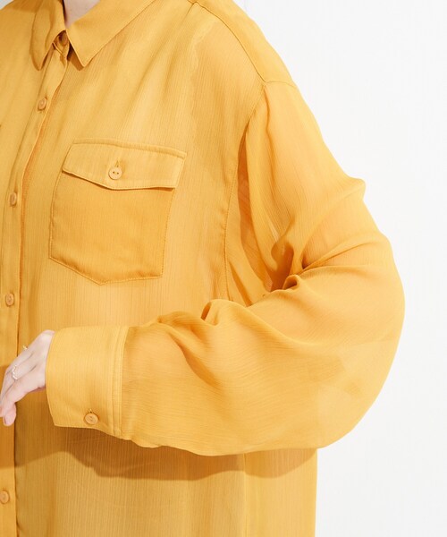 SHOO・LA・RUE(シューラルー)の「【洗濯機可】ダブルポケット 楊柳しぼしぼシアーシャツ(シャツ/ブラウス・レディース・イエロー/ブルー/ブラック/ライトベージュ・00)」の15枚目の写真