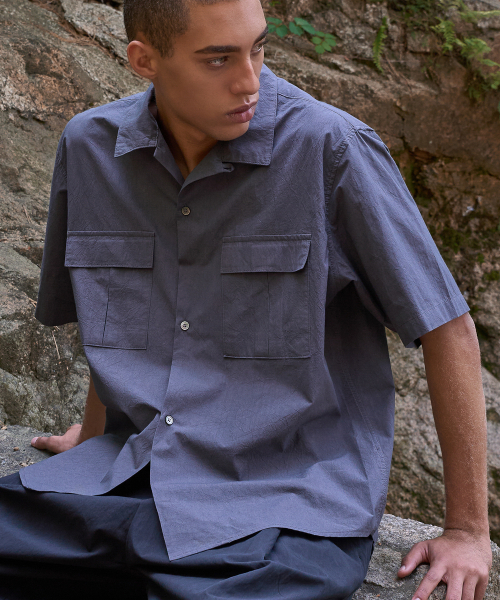 Worshdu Utility Hairfit T‑shirt — синяя утилитарная футболка