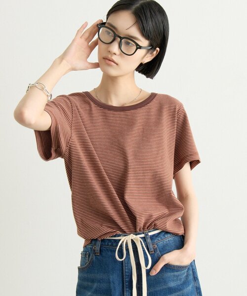 CIAOPANIC TYPY(チャオパニックティピー)の「ZOZO限定ピンボーダーリンガーTee(Tシャツ/カットソー・レディース・ブラック/ホワイト/ブルー/サックスブルー/グレー/ブラウン・ONE SIZE)」の22枚目の写真