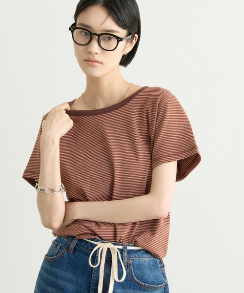 CIAOPANIC TYPY(チャオパニックティピー)の「ZOZO限定ピンボーダーリンガーTee(Tシャツ/カットソー・レディース・ブラック/ホワイト/ブルー/サックスブルー/グレー/ブラウン・ONE SIZE)」の21枚目の写真