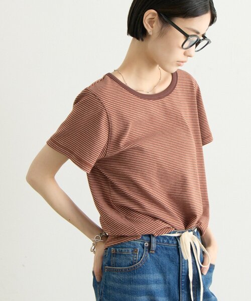 CIAOPANIC TYPY(チャオパニックティピー)の「ZOZO限定ピンボーダーリンガーTee(Tシャツ/カットソー・レディース・ブラック/ホワイト/ブルー/サックスブルー/グレー/ブラウン・ONE SIZE)」の20枚目の写真
