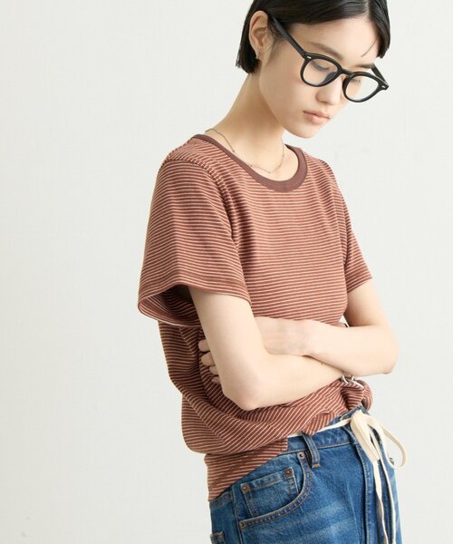 CIAOPANIC TYPY(チャオパニックティピー)の「ZOZO限定ピンボーダーリンガーTee(Tシャツ/カットソー・レディース・ブラック/ホワイト/ブルー/サックスブルー/グレー/ブラウン・ONE SIZE)」の19枚目の写真