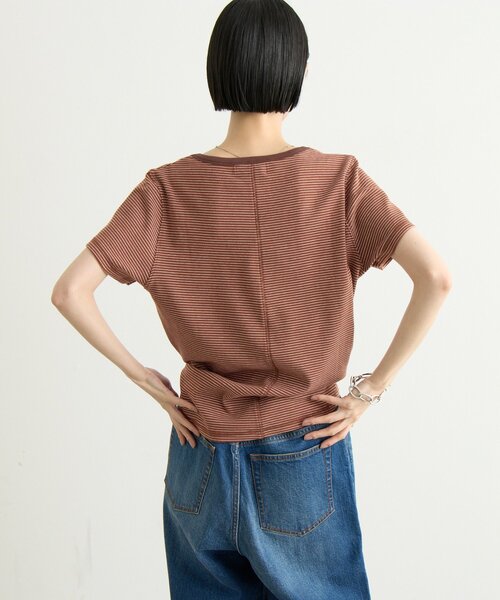 CIAOPANIC TYPY(チャオパニックティピー)の「ZOZO限定ピンボーダーリンガーTee(Tシャツ/カットソー・レディース・ブラック/ホワイト/ブルー/サックスブルー/グレー/ブラウン・ONE SIZE)」の18枚目の写真