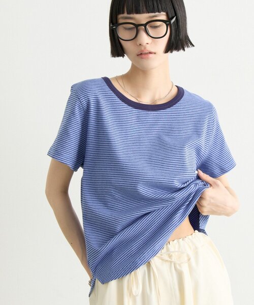 CIAOPANIC TYPY(チャオパニックティピー)の「ZOZO限定ピンボーダーリンガーTee(Tシャツ/カットソー・レディース・ブラック/ホワイト/ブルー/サックスブルー/グレー/ブラウン・ONE SIZE)」の17枚目の写真