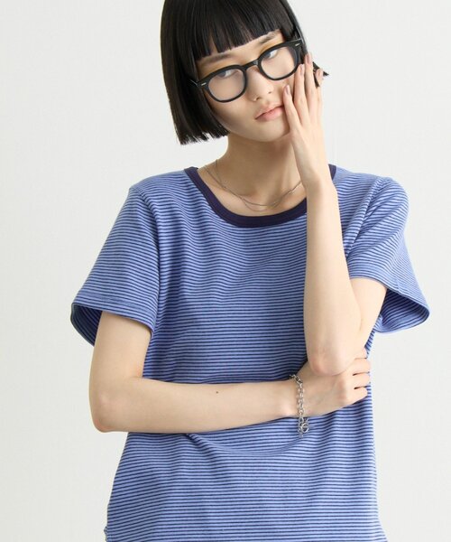 CIAOPANIC TYPY(チャオパニックティピー)の「ZOZO限定ピンボーダーリンガーTee(Tシャツ/カットソー・レディース・ブラック/ホワイト/ブルー/サックスブルー/グレー/ブラウン・ONE SIZE)」の16枚目の写真