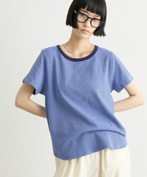 CIAOPANIC TYPY(チャオパニックティピー)の「ZOZO限定ピンボーダーリンガーTee(Tシャツ/カットソー・レディース・ブラック/ホワイト/ブルー/サックスブルー/グレー/ブラウン・ONE SIZE)」の15枚目の写真