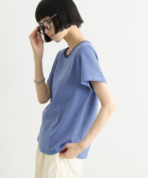 CIAOPANIC TYPY(チャオパニックティピー)の「ZOZO限定ピンボーダーリンガーTee(Tシャツ/カットソー・レディース・ブラック/ホワイト/ブルー/サックスブルー/グレー/ブラウン・ONE SIZE)」の13枚目の写真