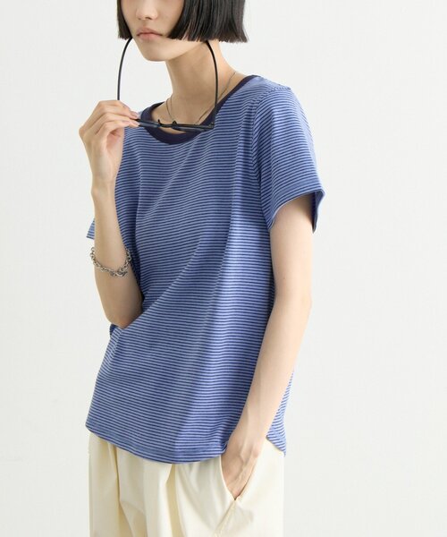 CIAOPANIC TYPY(チャオパニックティピー)の「ZOZO限定ピンボーダーリンガーTee(Tシャツ/カットソー・レディース・ブラック/ホワイト/ブルー/サックスブルー/グレー/ブラウン・ONE SIZE)」の11枚目の写真