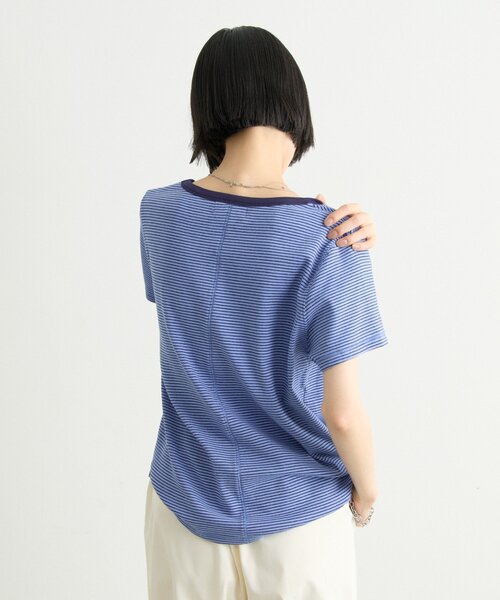 CIAOPANIC TYPY(チャオパニックティピー)の「ZOZO限定ピンボーダーリンガーTee(Tシャツ/カットソー・レディース・ブラック/ホワイト/ブルー/サックスブルー/グレー/ブラウン・ONE SIZE)」の10枚目の写真