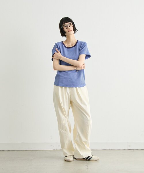 CIAOPANIC TYPY(チャオパニックティピー)の「ZOZO限定ピンボーダーリンガーTee(Tシャツ/カットソー・レディース・ブラック/ホワイト/ブルー/サックスブルー/グレー/ブラウン・ONE SIZE)」の7枚目の写真