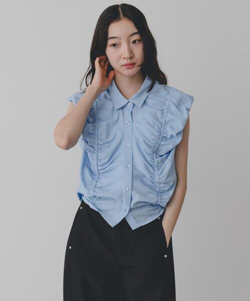 SENSE OF PLACE by URBAN RESEARCH（センスオブプレイスバイアーバンリサーチ）の「シアーシャーリングパフショルダーブラウス（シャツ/ブラウス・レディース・ブラウン/ブルー/ブラック/アイボリー・ONE）」の12枚目の写真