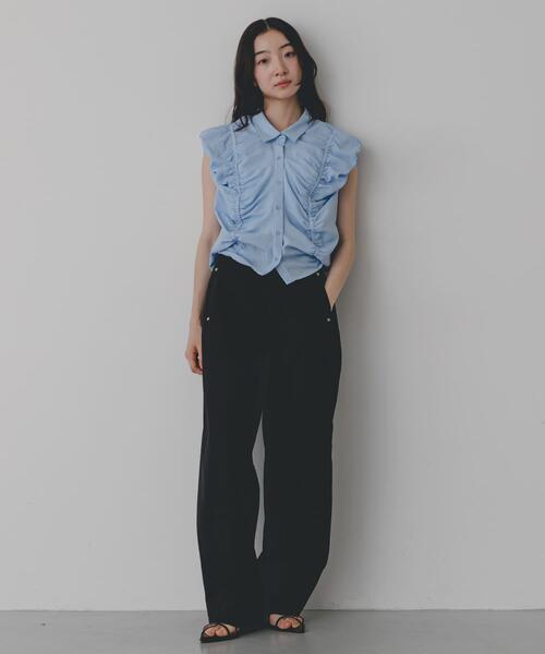SENSE OF PLACE by URBAN RESEARCH（センスオブプレイスバイアーバンリサーチ）の「シアーシャーリングパフショルダーブラウス（シャツ/ブラウス・レディース・ブラウン/ブルー/ブラック/アイボリー・ONE）」の14枚目の写真