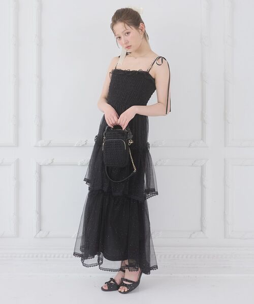 MAJESTIC LEGON(マジェスティックレゴン)の「チェーン付きキラキラキャミワンピ(ワンピース・レディース・アイボリー/グレー/ピンク/ブラック・SMALL/MEDIUM/X-SMALL)」の12枚目の写真