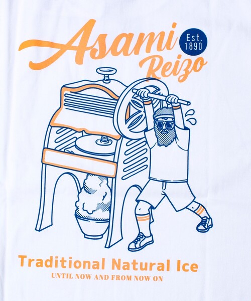 FREDY MAC(フレディーマック)の「【Duckster×阿左美冷蔵】コラボ かき氷機Tシャツ ユニセックス(Tシャツ/カットソー・メンズ・ホワイト/グレイッシュブルー/ライトグレー・M/L)」の4枚目の写真